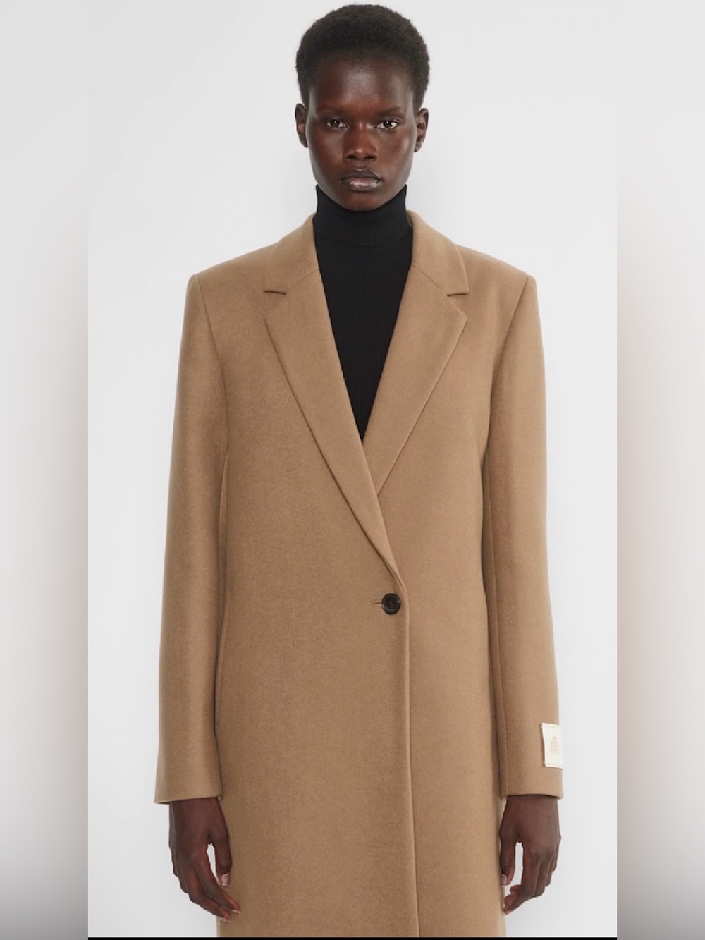 Babaton Camel Single-Button Trench Coat